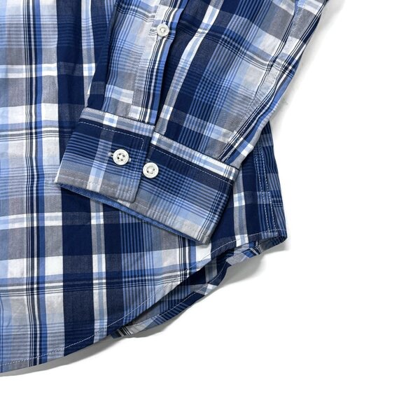 Hugo Boss NWT Green Label Button Up Shirt Mens XXL Blue Plaid Cotton Long Sleeve - Picture 2 of 12